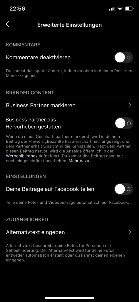 Instagram Funktionen - Erweiterte Funktionen