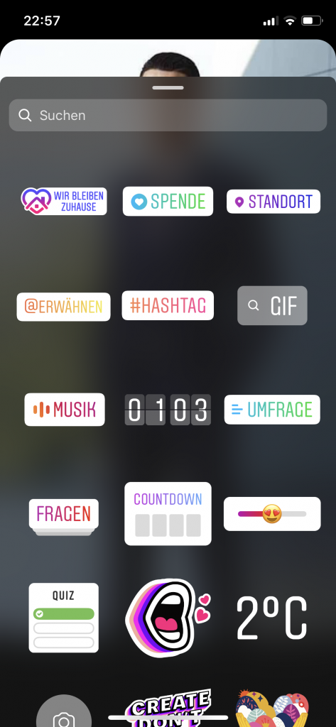 Musik in die Story bei Instagram